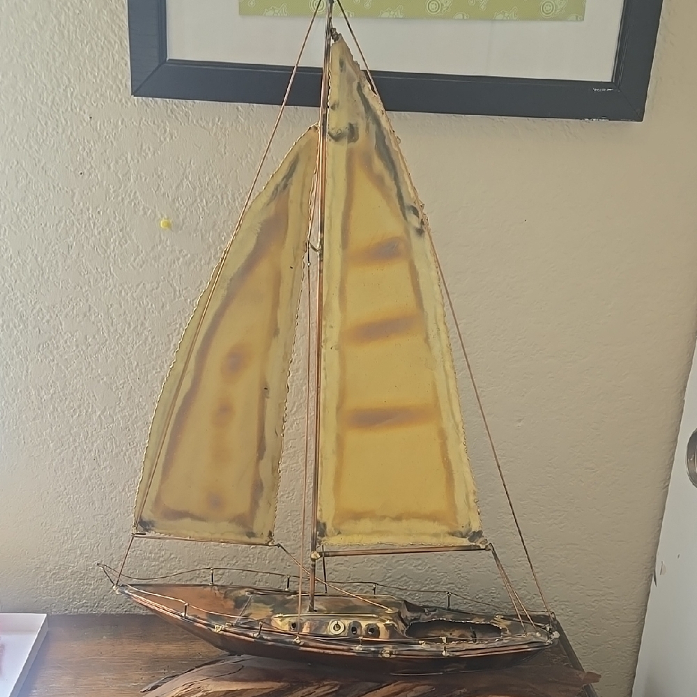 SOLD Metal Sailboat Sculpture